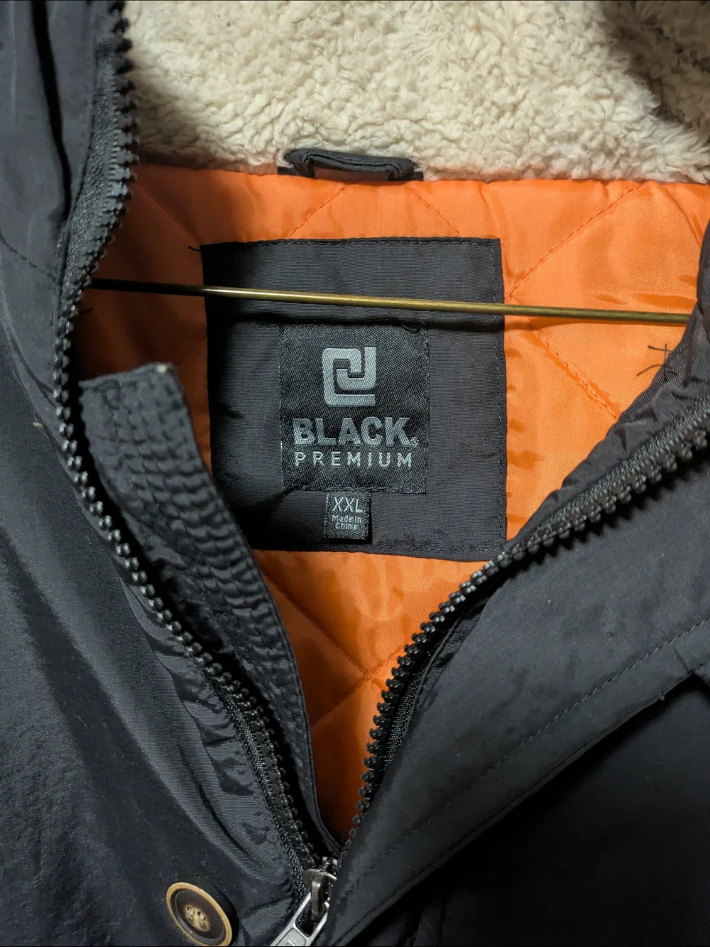 Men's Black Premium By EMP Insulated Parka Jacket with Faux-Fur Hood